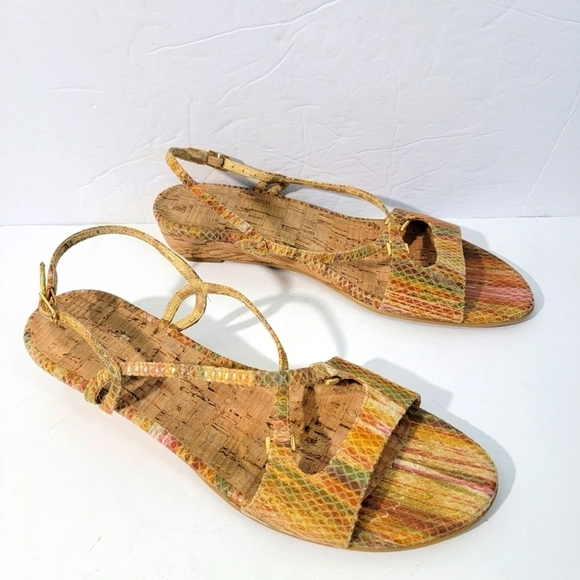 STUART WEITZMAN Women Multi Snakeskin Strappy Sandals Sz 6.5 Leather Casual - Picture 1 of 12